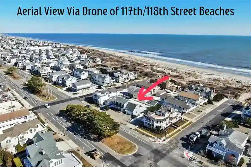 Stone Harbor NJ Rental Wits End. View from drone.